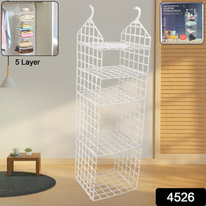 MULTIPURPOSE 5 LAYER FOLDING CLOTHES STORAGE RACKS||CLOSET FOR STUDENTS WARDROBE SHELVES SOCKS, SCARF, T-SHIRT, ETC||HANGING ORGANIZER STORAGE HOLDERS & RACKS